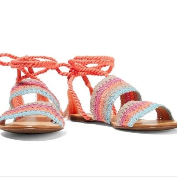 Schutz zandy multicolor woven wrap sandal size 8.5 NEW - Picture 2 of 5